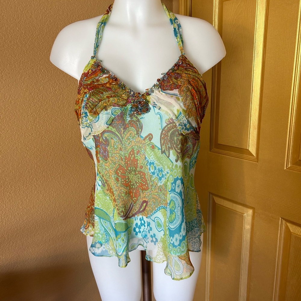 Y2K ice Paisley Halter Top - Multicolor.